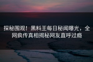 探秘围观！黑料王每日秘闻曝光，全网疯传真相揭秘网友直呼过瘾