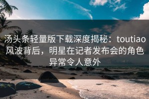 汤头条轻量版下载深度揭秘：toutiao风波背后，明星在记者发布会的角色异常令人意外