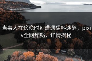 当事人在傍晚时刻遭遇猛料迷醉，pixiv全网炸锅，详情揭秘