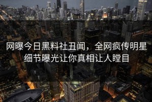网曝今日黑料社丑闻，全网疯传明星细节曝光让你真相让人瞠目