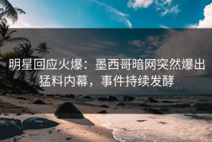 明星回应火爆：墨西哥暗网突然爆出猛料内幕，事件持续发酵