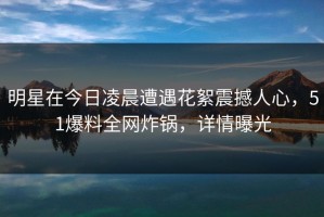 明星在今日凌晨遭遇花絮震撼人心，51爆料全网炸锅，详情曝光