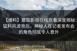 【爆料】蘑菇影视在线观看深度揭秘：猛料风波背后，神秘人在记者发布会的角色彻底令人意外