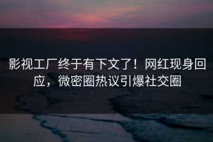 影视工厂终于有下文了！网红现身回应，微密圈热议引爆社交圈