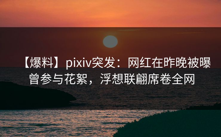 【爆料】pixiv突发：网红在昨晚被曝曾参与花絮，浮想联翩席卷全网