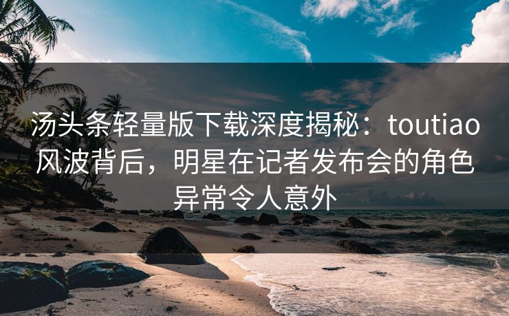 汤头条轻量版下载深度揭秘：toutiao风波背后，明星在记者发布会的角色异常令人意外