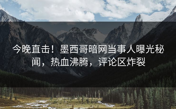 今晚直击！墨西哥暗网当事人曝光秘闻，热血沸腾，评论区炸裂