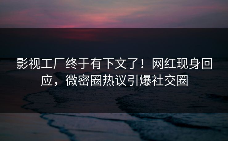 影视工厂终于有下文了！网红现身回应，微密圈热议引爆社交圈