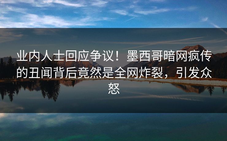 业内人士回应争议!墨西哥暗网疯传的丑闻背后竟然是全网炸裂,引发众怒 业内人士回应争议!墨西哥暗网疯传的丑闻背后竟然是全网炸裂,引发众怒