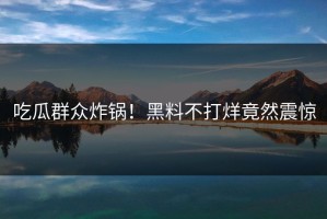 吃瓜群众炸锅！黑料不打烊竟然震惊