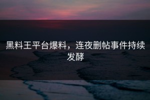 黑料王平台爆料，连夜删帖事件持续发酵