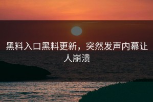 黑料入口黑料更新，突然发声内幕让人崩溃