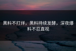 黑料不打烊，黑料持续发酵，深夜爆料不忍直视