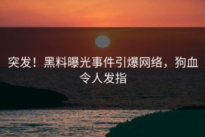 突发！黑料曝光事件引爆网络，狗血令人发指