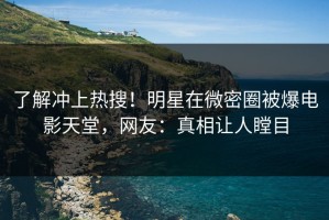 了解冲上热搜！明星在微密圈被爆电影天堂，网友：真相让人瞠目