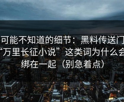 你可能不知道的细节：黑料传送门和“万里长征小说”这类词为什么会被绑在一起（别急着点）
