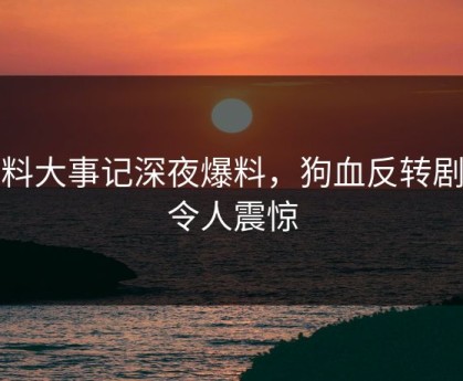 黑料大事记深夜爆料，狗血反转剧情令人震惊