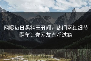 网曝每日黑料王丑闻，热门网红细节翻车让你网友直呼过瘾