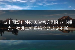 点击围观！外网天堂官方刚刚八卦曝光，劲爆真相揭秘全网热议不断