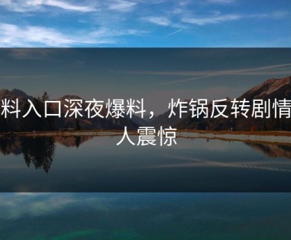 黑料入口深夜爆料，炸锅反转剧情令人震惊