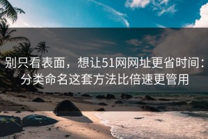 别只看表面，想让51网网址更省时间：分类命名这套方法比倍速更管用
