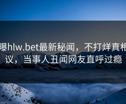 网曝hlw.bet最新秘闻，不打烊真相热议，当事人丑闻网友直呼过瘾
