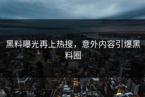 黑料曝光再上热搜，意外内容引爆黑料圈