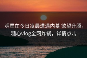明星在今日凌晨遭遇内幕 欲望升腾，糖心vlog全网炸锅，详情点击