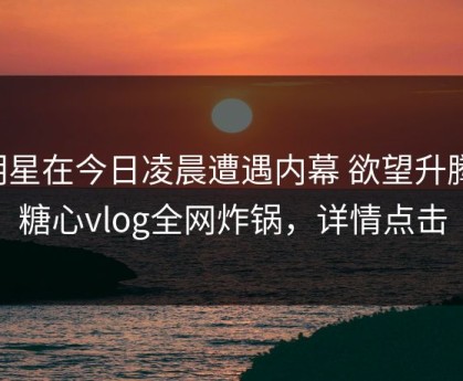 明星在今日凌晨遭遇内幕 欲望升腾，糖心vlog全网炸锅，详情点击