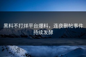 黑料不打烊平台爆料，连夜删帖事件持续发酵