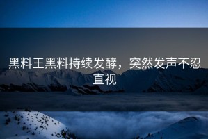 黑料王黑料持续发酵，突然发声不忍直视