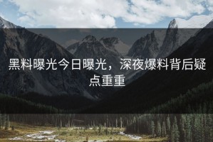 黑料曝光今日曝光，深夜爆料背后疑点重重