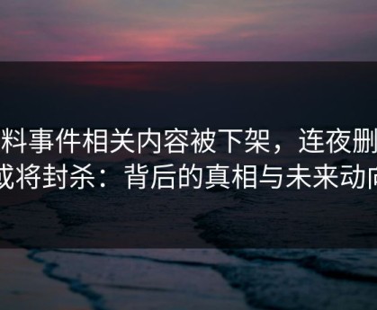 黑料事件相关内容被下架，连夜删帖或将封杀：背后的真相与未来动向