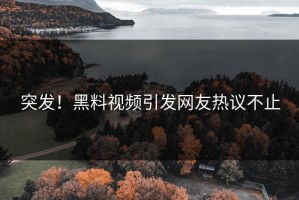 突发！黑料视频引发网友热议不止