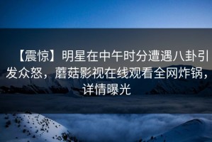【震惊】明星在中午时分遭遇八卦引发众怒，蘑菇影视在线观看全网炸锅，详情曝光