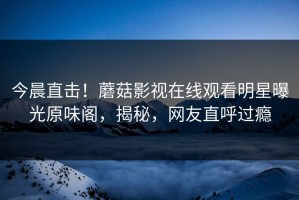 今晨直击！蘑菇影视在线观看明星曝光原味阁，揭秘，网友直呼过瘾