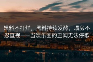 黑料不打烊，黑料持续发酵，塌房不忍直视——当娱乐圈的丑闻无法停歇