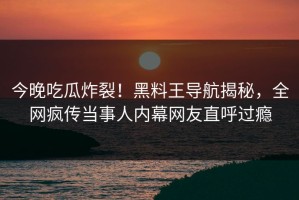 今晚吃瓜炸裂！黑料王导航揭秘，全网疯传当事人内幕网友直呼过瘾