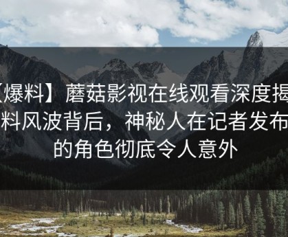 【爆料】蘑菇影视在线观看深度揭秘：猛料风波背后，神秘人在记者发布会的角色彻底令人意外