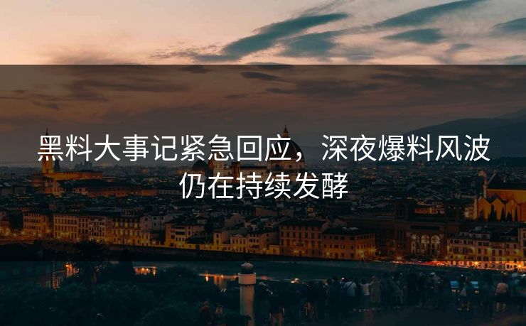 黑料大事记紧急回应，深夜爆料风波仍在持续发酵