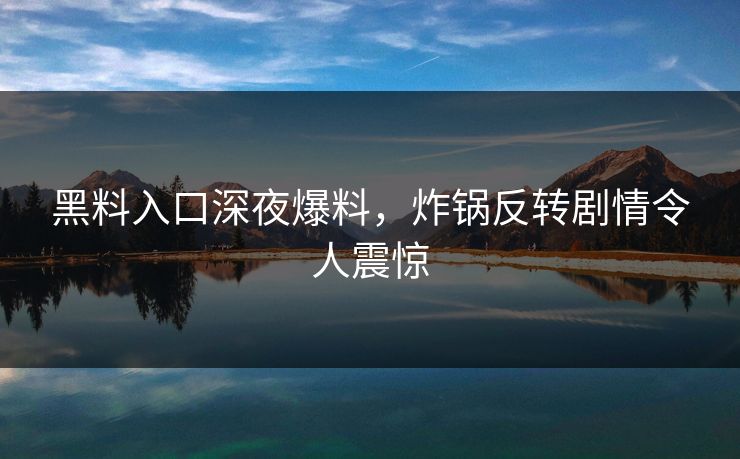 黑料入口深夜爆料，炸锅反转剧情令人震惊