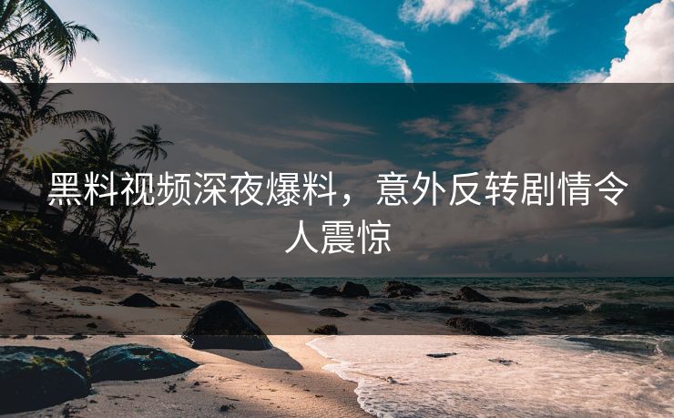 黑料视频深夜爆料，意外反转剧情令人震惊