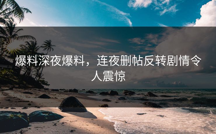 爆料深夜爆料，连夜删帖反转剧情令人震惊