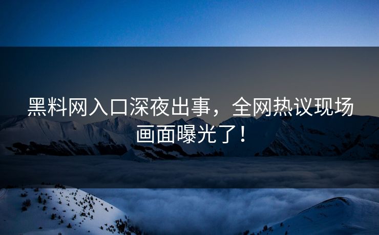 黑料网入口深夜出事，全网热议现场画面曝光了！