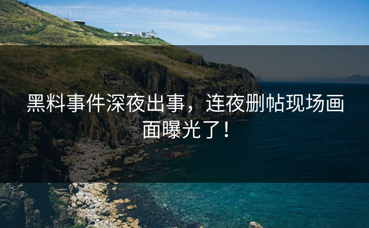 黑料事件深夜出事，连夜删帖现场画面曝光了！