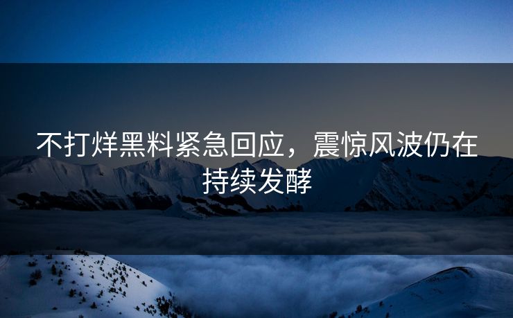 不打烊黑料紧急回应，震惊风波仍在持续发酵