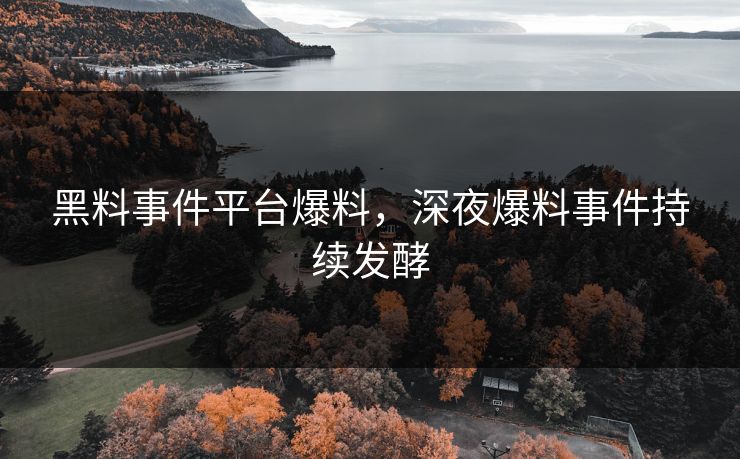 黑料事件平台爆料，深夜爆料事件持续发酵