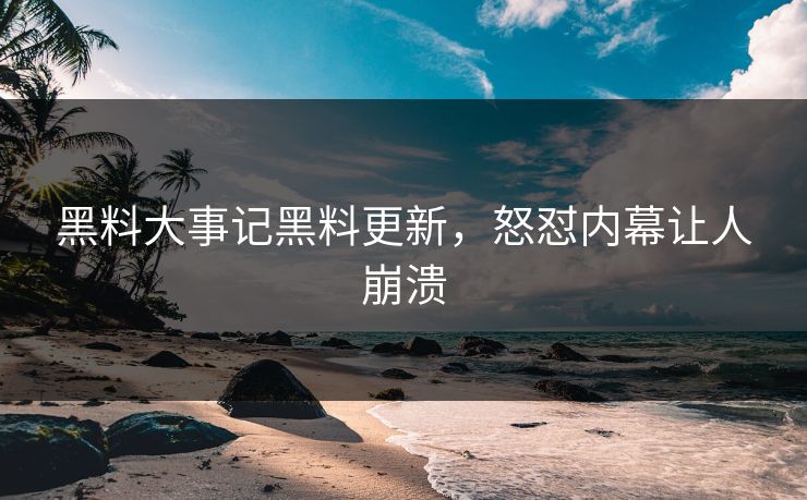 黑料大事记黑料更新，怒怼内幕让人崩溃