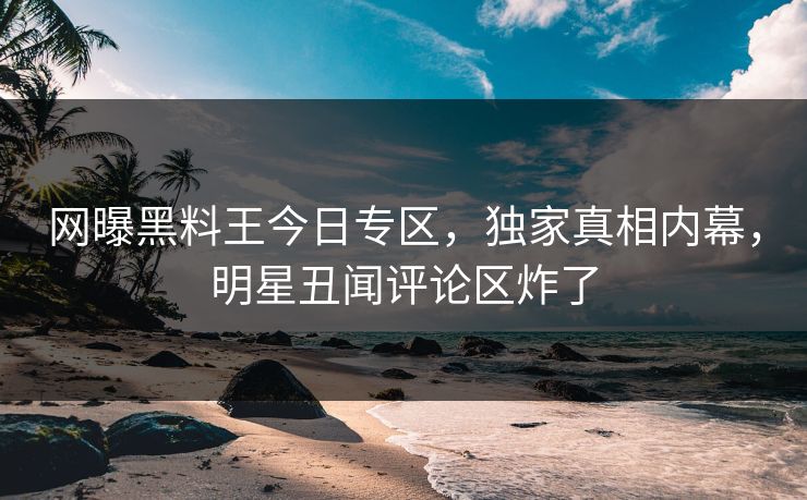 网曝黑料王今日专区，独家真相内幕，明星丑闻评论区炸了