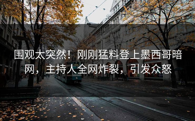 围观太突然！刚刚猛料登上墨西哥暗网，主持人全网炸裂，引发众怒